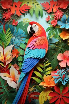 Macaw Bird PNG Files Design for Thank You Card Layered Paper Art, Macaw Bird, Bird Png, Activity Box, Tropical Bird, Paper Illustration, Tropical Birds, Art Bundle, Card Gift