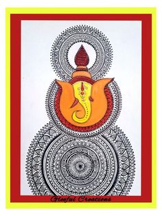 an intricately designed gandapa with red and yellow accents on the front, white background