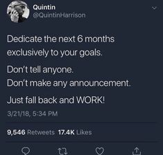 the tweet is being posted to someone about their goal and how they are doing it