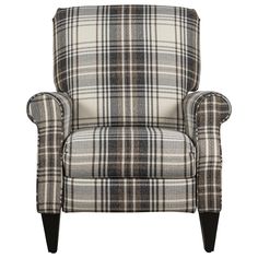 a plaid chair on a white background