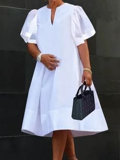 Couture, White Party Dresses For Women, White Linen Dress Outfit, Plus Size White Dress, All White Party Outfits, Plain Midi Dress, Inexpensive Dresses, Elegant Dresses Short, Summer Dressing