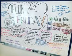 a white board with writing on it that says fun fact friday