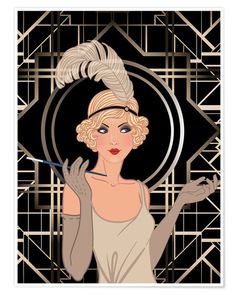 Art Deco Drawing, Victorian Wall Decor, Flapper Girls, 20s Art, Paris Wall Decor, Flapper Art, Parisian Art, 1920s Party, Fashion Wall Decor