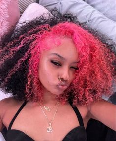 Find My Favorite Haircare Essentials! ✨ Click the Link on This Pin to Get the Best for Your Hair. #HairCare #HealthyHair #HairGoals ۫ ꣑ৎ Pink Hair Dyed, Hair Stripes, Dyed Curly Hair, Pink Hair Dye, Hair Dyed, Mixed Curly Hair, Peekaboo Hair, Cute Hair Colors, Quick Natural Hair Styles