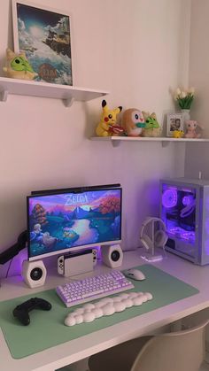 a desktop computer sitting on top of a desk next to a keyboard and mouse in front of a monitor