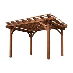 an outdoor wooden pergoline structure on a white background