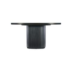 a black table with a circular top on a white background