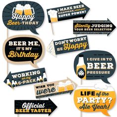 beer themed party photo booth props for birthdays or any occasion, set of 20