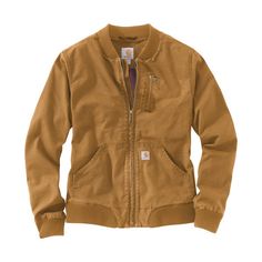 The Carhartt� Crawford Rugged Flex� Relaxed-Fit Canvas Jacket for Ladies serves up a classic bomber done the Carhartt way. It boasts a smooth yet rugged mesh-lined canvas, with enough stretch for you to move around easily on the job. As functional as it is comfortable, this Carhartt women's jacket adds dual lower front pockets and a zip chest pocket. 98% cotton/2% spandex canvas. Machine wash. Imported. Manufacturer style #: 102524.  98% cotton/2% spandex canvas;   Built to move with Rugged Flex Homestead Clothing, Carhartt Jacket Outfit, Carhartt Womens Jacket, Flex Seal, Chill Style, Carhartt Style, Carhartt Womens, Buy List, Safety Clothing