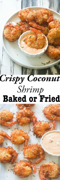 crispy coconut shrimp with baked or fried dipping sauce