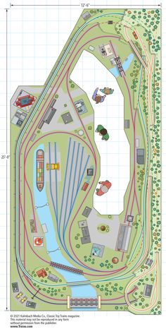 a diagram of a train track with cars and trucks on it, along with other tracks