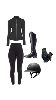 a woman in black outfit and riding gear