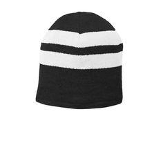 Classic stripes and warm fleece lining make this beanie a stylish cold-weather must-have.| Fabric 100% acrylic with 100% polyester fleece lining Size: One Size.  Color: Black.  Gender: male.  Age Group: adult.  Pattern: striped.