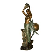 Mermaid & Turtle Bronze Fountain Mermaid Fountain, Wax Casting, Lost Wax Casting, Coastal Beaches, Beach Inspired, Lost Wax, Outdoor Garden, X 23, Mermaid