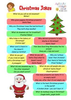 christmas jokes for kids with santa clause and other things to do in the holiday season