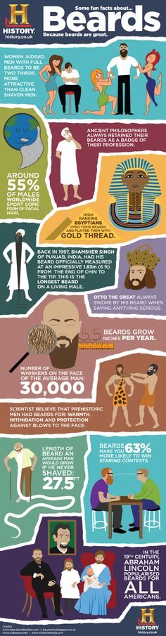 BEARD INFOGRAPHIC: If you've seen Duck Dynasty or Mountain Men you will have realised by now that beards are great. Beard Facts, Educational Facts, Gk Facts, Beards And Mustaches, True Gentleman