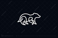 a bear logo on a black background, with white lines in the shape of an animal's tail