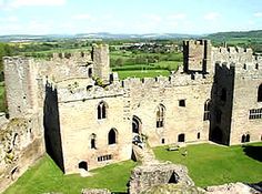 an aerial view of a castle with lots of windows