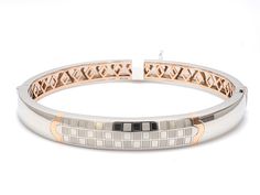 Platinum Bangles & Bracelets by Jewelove Rose Gold & Platinum Bracelet for Men     Metal : Platinum & 18K Rose Gold      Platinum Purity : 95%     Gold Purity : 18K      Purity Mark : Pt 950 & 18K      Width : 9mm     Estimated Platinum Weight : 38.560  grams (     Pt 33.250g + Gold 5.310g)     Certificate of Authenticity : Platinum Guild International White Gold Bracelet For Men, Man Gold Bracelet Design, Antique Gold Bracelet, Platinum Jewellery, Mens Diamond Bracelet, Mens Jewellery