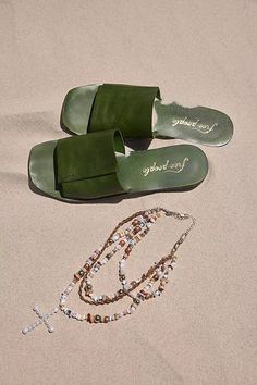 Free People Sandals, Beach Trends, Summer Sandals Flat, Green Flats, Green Sandals, Square Toe Sandals, Free People Shoes, Heeled Sandal, Leather Slides