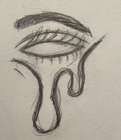 a drawing of an eye with long lashes and a tear coming out of the iris