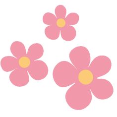 three pink flowers on a white background