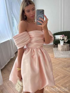 Elegant Off-Shoulder Strapless A-line Short Mini Homecoming Dress, HD32684 1. Material:soft satin,pognee.2. Color: it can be in custom color, please contact us and tell us dress number, then we will send you more colors to choose.3, Size: can do both standard size and custom size. If you need do custom sized dresses, please send us following measurements or leave a note when place an order.bust______ cm/inchwaist______cm/inchhip:_______cm/inchdress length:_______cm/inchshoulder to shoulder :____ Interesting Dresses Unique, Off The Shoulder Homecoming Dress, Prom Dress Elegant, Prom Dresses Off The Shoulder, Elegant Evening Dress, Ruffle Prom Dress, Dress Ruffles, Prom Dresses Elegant, Puffy Skirt