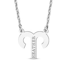 The confident and courageous Aries will love this bold, personalized zodiac necklace. 14K white gold Personalize with a name of your choosing 16- to 18-inch adjustable rope chain with spring ring clasp Aries Zodiac Symbol, Symbol Name, Zodiac Necklace, Zodiac Symbols, Aries Zodiac, Zodiac Necklaces, Accessories Jewelry Necklace, Rope Chain, Name Necklace