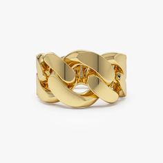 Chain Link Ring, Italian Gold Jewelry, Link Ring, Linking Rings, Local Jewelry, Jewelry Lookbook, Wrap Rings, Wide Bands, Curb Chain