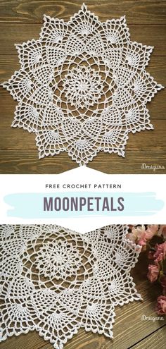 crochet doily with the words natural moonpetats doily free crochet pattern