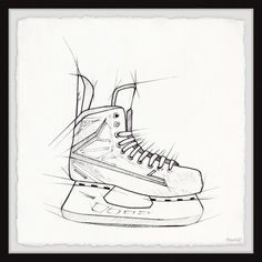 a drawing of a skateboarder's shoe on top of the ice rink