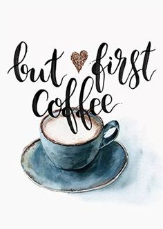 a cup of coffee with the words eat first coffee on it and a heart in the middle