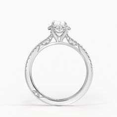 a white gold engagement ring with diamond accents