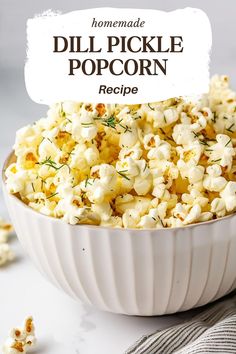 dill pickle popcorn Dill Pickle Foods, Pickle Popcorn Seasoning, Easy Sweet Snacks For A Party, Dill Popcorn Seasoning Recipe, 5 Minute Snacks Savory, Savory Popcorn Seasoning, Best Homemade Snacks, Dill Pickle Snacks, Dill Pickle Snack Ideas