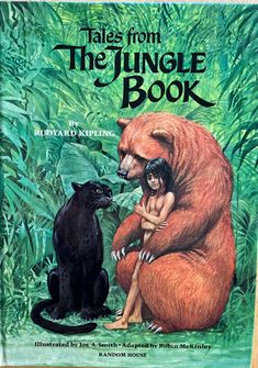 the jungle book is shown with an image of a bear and a woman hugging each other