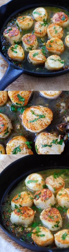 two pans filled with food sitting on top of a table