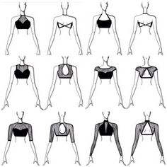 the silhouettes of women's bra tops are shown