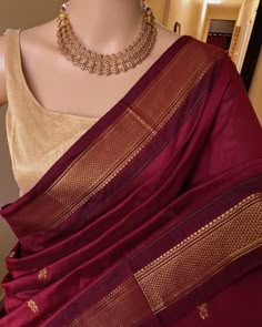 #saree #pinterest Maroon Cotton Saree, Sarees Traditional, Lehenga Designs Simple, Cotton Saree Designs, Maroon Blouse