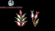 two colorful flower shaped brooches are shown on a black background with the caption sushika creative editor