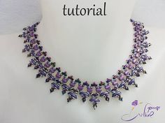 the necklace is made up of purple glass beads