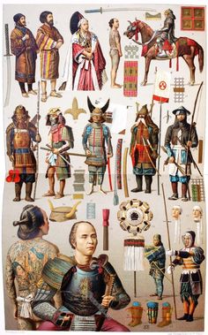 Japan. The natives and the conquerors. Ainu and Japanese. Weapons. Guerriero Samurai, Medieval Japan, Types Of Armor, Arte Ninja, Historical Warriors, Samurai Warriors, Warrior Costume, Ancient Japan, Japanese Warrior