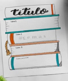 a notebook with some type of writing on it and the words titlo written in spanish