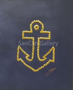 an anchor is made out of beads on a blue background with the words san diego gallery written in gold