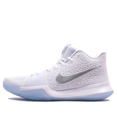 White Basketball Shoes With Cushioned Footbed, Nike Kyrie 3, Kyrie 3, White Basketball Shoes, Cute Nike Shoes, Silver Chrome, Most Comfortable Shoes, Nike Kyrie, Cute Nikes