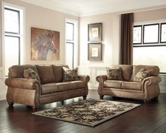 Larkinhurst Earth Sofa Sleeper and Loveseat - Ornate Home Larkinhurst Sofa, Ashley Furniture Sofas, Modern Living Room Set, Living Room Sofa Set, Ashley Furniture Homestore, Leather Living Room Set, Leather Loveseat, Living Room Set, Window Pane