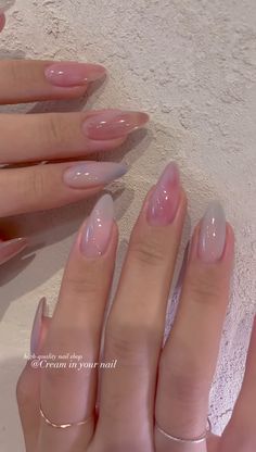 Pearly Nails Short, Milky Pink Almond Nails, Nails Styles, 2024 Nails, Summery Nails, Casual Nails, Classy Acrylic Nails, Airplane Mode