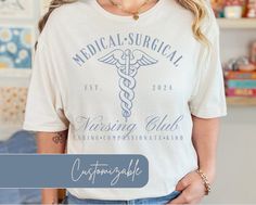 Join the exclusive Med Surg Nursing Club with our stylish 'Caring, Compassionate, Kind' shirt, designed just for dedicated MedSurg nurses. Made from soft, breathable fabric, this shirt is perfect for those long shifts and special moments of care! The unisex soft-style t-shirt puts a new spin on casual comfort. The shoulders have twill tape for improved durability. There are no side seams. The collar is made with ribbed knitting to prevent curling damage.  .: Made with lightweight fabric this uni Med Surg Nurse, Surgical Nurse, Med Surg Nursing, Med Surg, Nurse Appreciation Gifts, Nurse Appreciation, Nurse Shirt, Nursing Shirts, Social Club