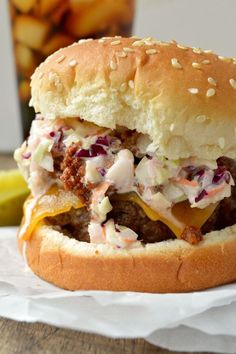 a close up of a sandwich on a table