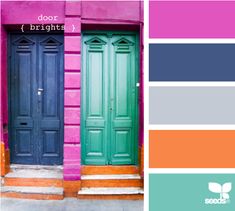 two doors are painted in different colors