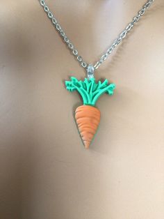 (1477) Carrot necklace and earrings  Carrots are polymer clay, just over an inch long and just under an inch wide. Earrings are on stainless steel posts. Necklace is in sterling silver, adjustable from approximately 18" to 20". Polymer Clay, Carrot Necklace, Wedding Jewellery Necklace, Necklace And Earrings, Wedding Necklace, Wedding Jewelry, Carrots, Etsy Accessories, Accessory Gift